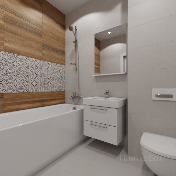 LB Ceramics 2026, Винтаж Вуд, Два декора над ванной №61