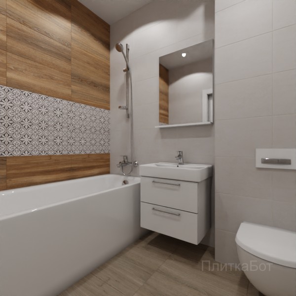 LB Ceramics 2026, Винтаж Вуд, Два декора над ванной №62