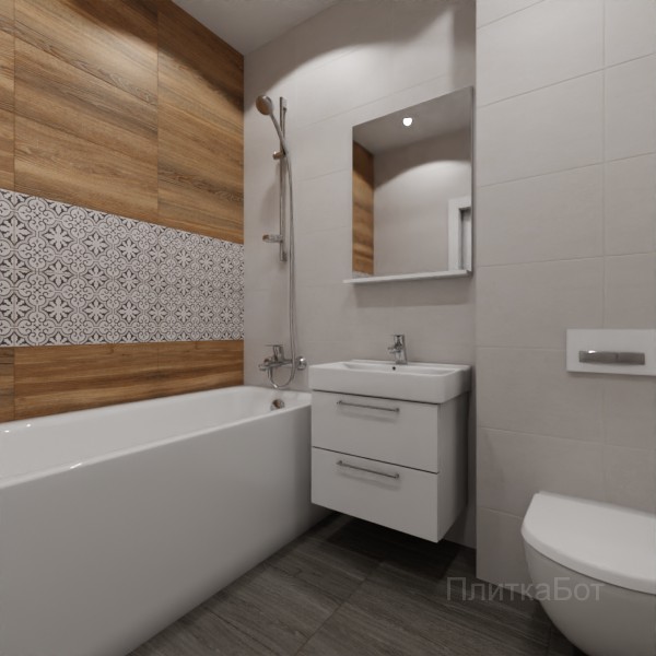 LB Ceramics 2026, Винтаж Вуд, Два декора над ванной №63