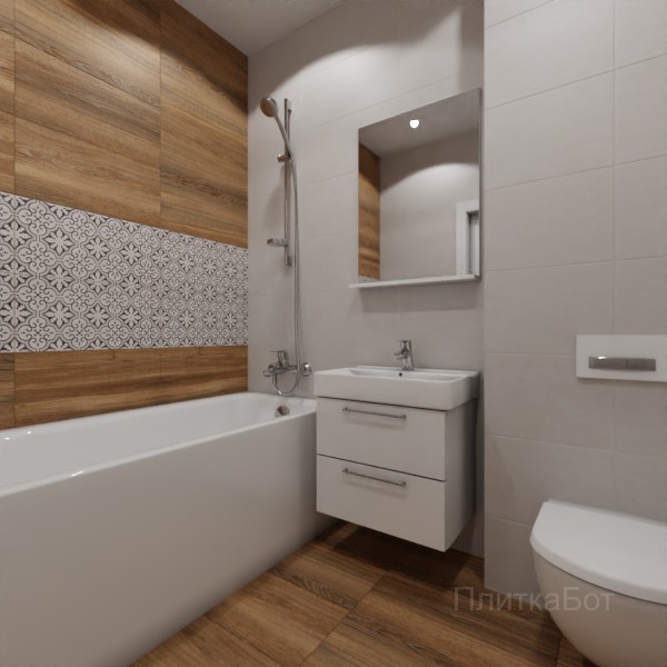 LB Ceramics 2026, Винтаж Вуд, Два декора над ванной №64