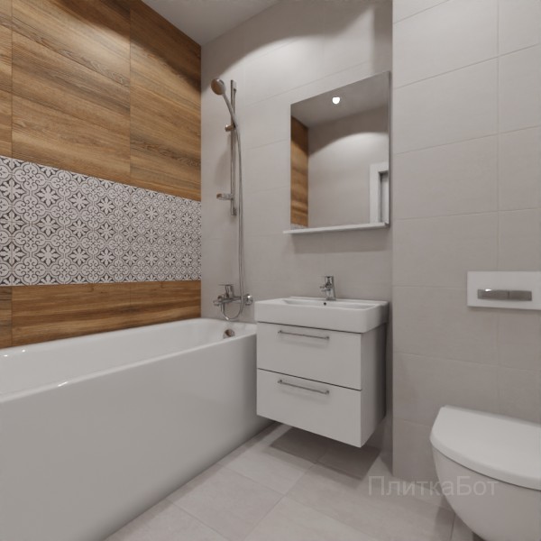 LB Ceramics 2026, Винтаж Вуд, Два декора над ванной №65
