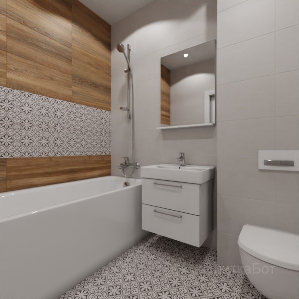 LB Ceramics 2026, Винтаж Вуд, Два декора над ванной №66