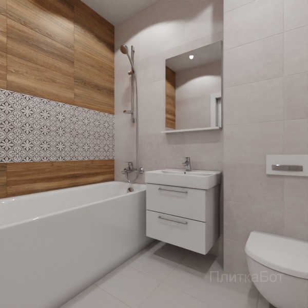 LB Ceramics 2026, Винтаж Вуд, Два декора над ванной №67