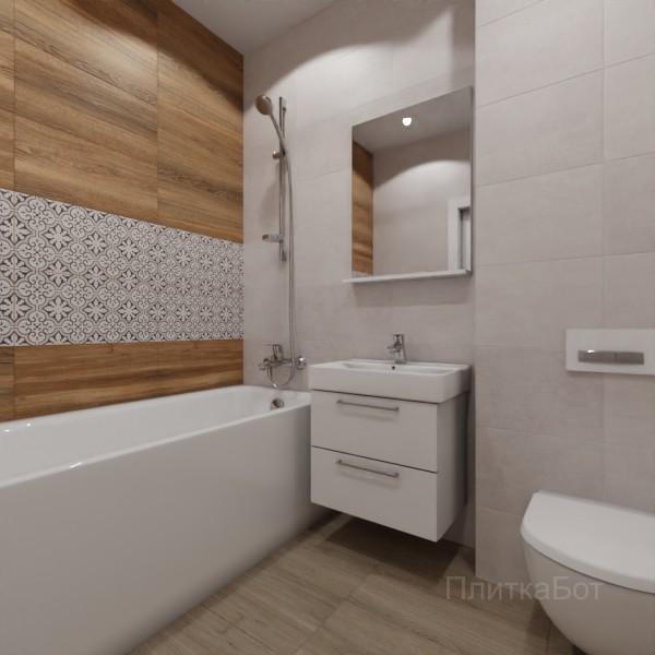 LB Ceramics 2026, Винтаж Вуд, Два декора над ванной №68