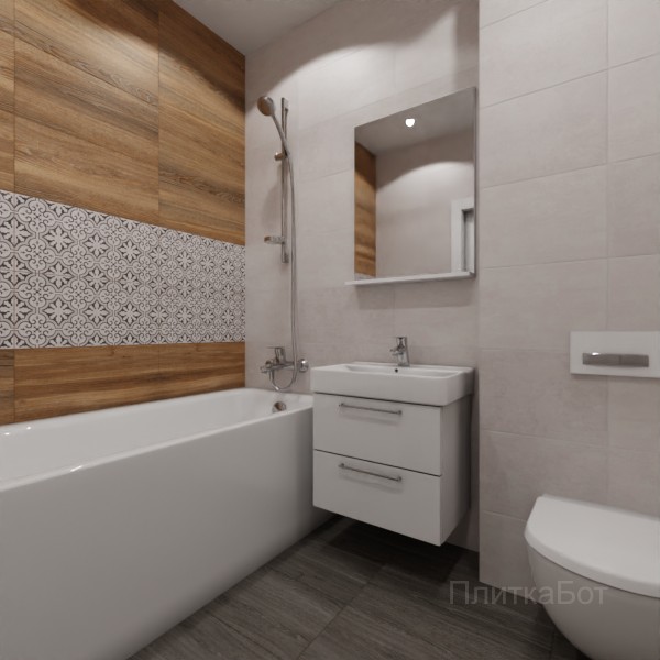 LB Ceramics 2026, Винтаж Вуд, Два декора над ванной №69