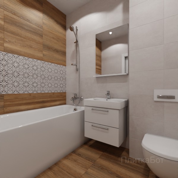 LB Ceramics 2026, Винтаж Вуд, Два декора над ванной №70
