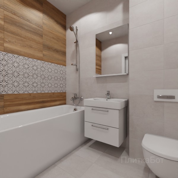 LB Ceramics 2026, Винтаж Вуд, Два декора над ванной №71