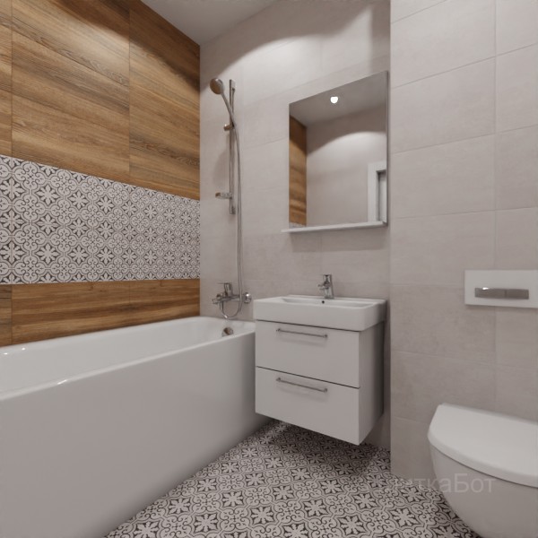 LB Ceramics 2026, Винтаж Вуд, Два декора над ванной №72