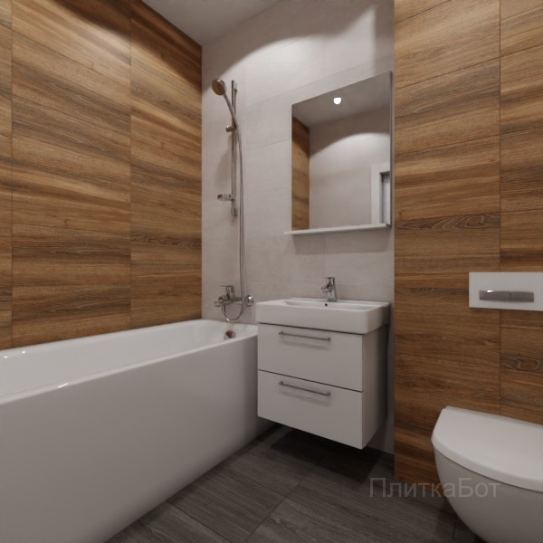 LB Ceramics 2026, Винтаж Вуд, Контрастные стены, контраст у инсталляции №105