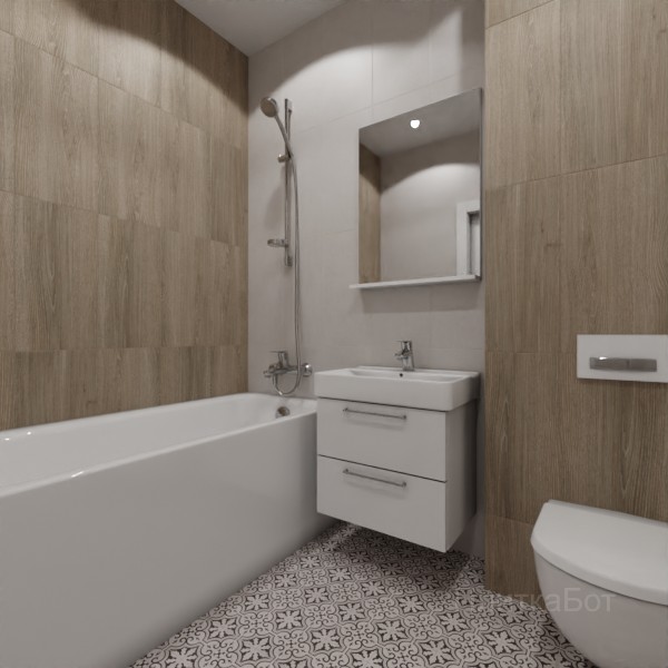 LB Ceramics 2026, Винтаж Вуд, Контрастные стены вертикально, контраст у инсталляции №42