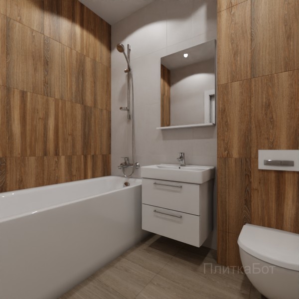 LB Ceramics 2026, Винтаж Вуд, Контрастные стены вертикально, контраст у инсталляции №50