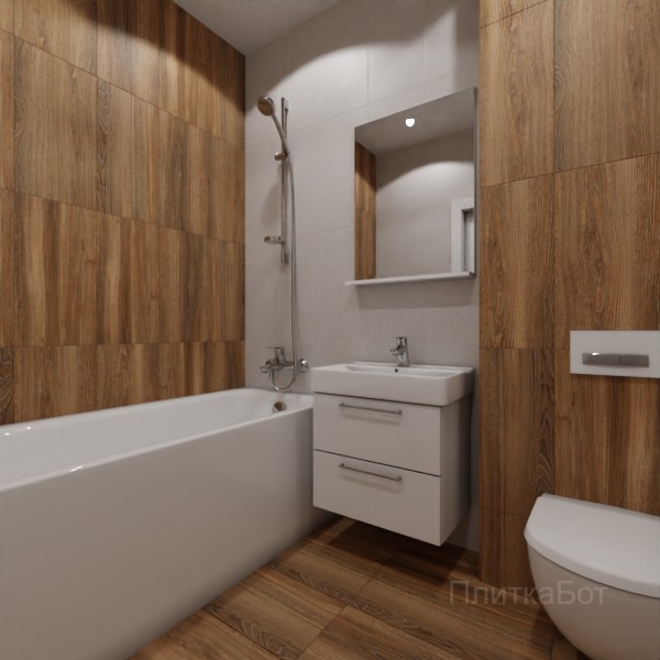 LB Ceramics 2026, Винтаж Вуд, Контрастные стены вертикально, контраст у инсталляции №52