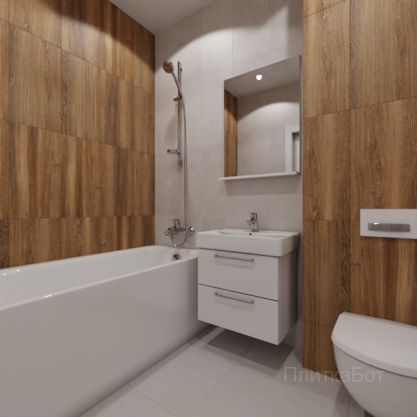 LB Ceramics 2026, Винтаж Вуд, Контрастные стены вертикально, контраст у инсталляции №103