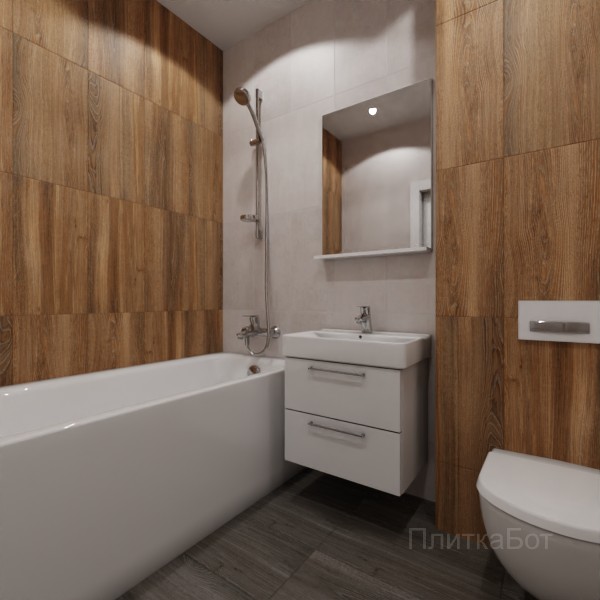 LB Ceramics 2026, Винтаж Вуд, Контрастные стены вертикально, контраст у инсталляции №105