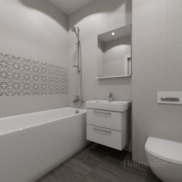 LB Ceramics 2026, Винтаж Вуд, Два декора над ванной и основная плитка №15