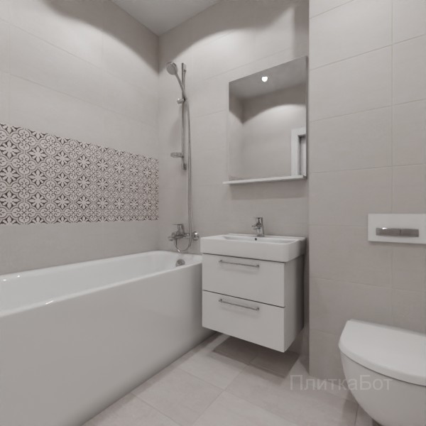 LB Ceramics 2026, Винтаж Вуд, Два декора над ванной и основная плитка №17