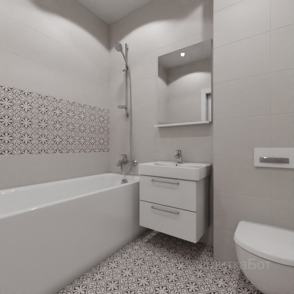 LB Ceramics 2026, Винтаж Вуд, Два декора над ванной и основная плитка №18