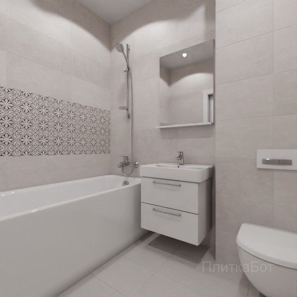 LB Ceramics 2026, Винтаж Вуд, Два декора над ванной и основная плитка №19