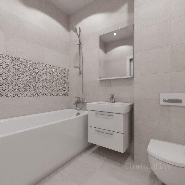 LB Ceramics 2026, Винтаж Вуд, Два декора над ванной и основная плитка №23
