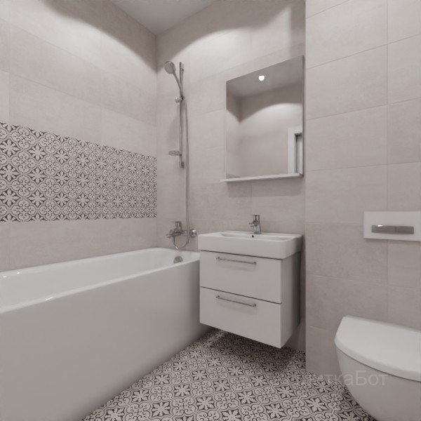 LB Ceramics 2026, Винтаж Вуд, Два декора над ванной и основная плитка №24
