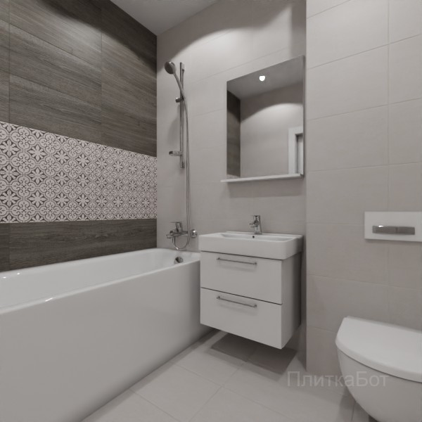 LB Ceramics 2026, Винтаж Вуд, Два декора над ванной №49