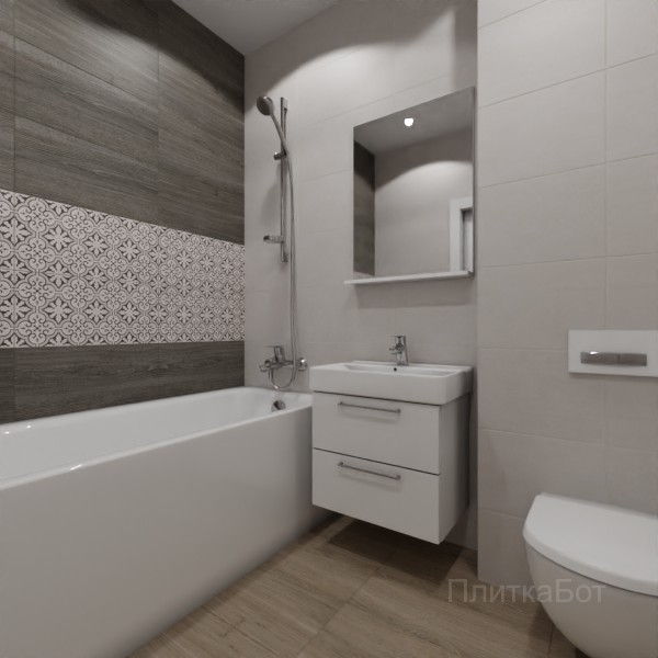 LB Ceramics 2026, Винтаж Вуд, Два декора над ванной №50