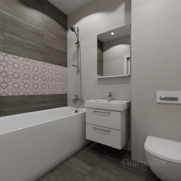 LB Ceramics 2026, Винтаж Вуд, Два декора над ванной №51