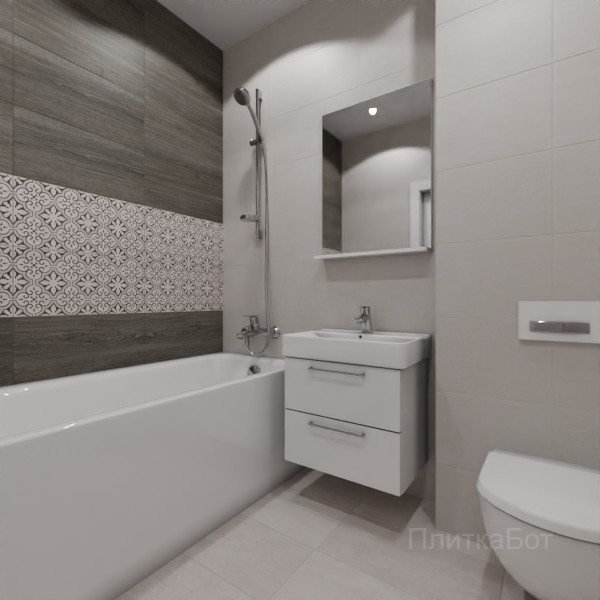 LB Ceramics 2026, Винтаж Вуд, Два декора над ванной №53