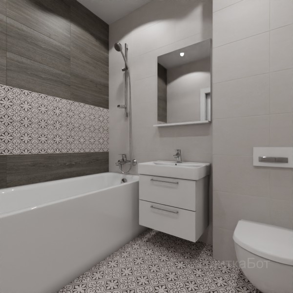 LB Ceramics 2026, Винтаж Вуд, Два декора над ванной №54