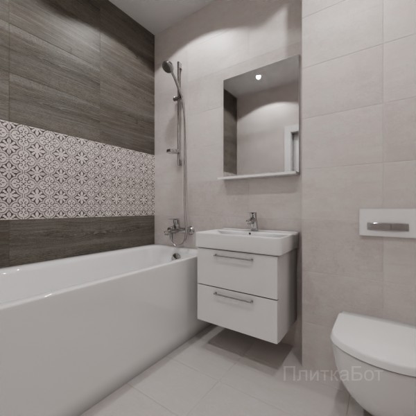LB Ceramics 2026, Винтаж Вуд, Два декора над ванной №55