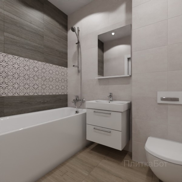 LB Ceramics 2026, Винтаж Вуд, Два декора над ванной №56