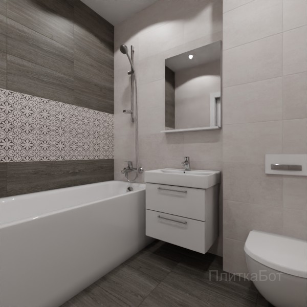 LB Ceramics 2026, Винтаж Вуд, Два декора над ванной №57