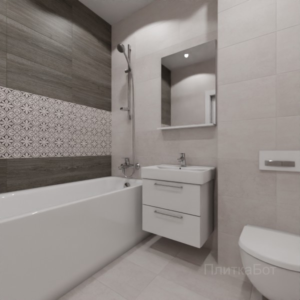 LB Ceramics 2026, Винтаж Вуд, Два декора над ванной №59
