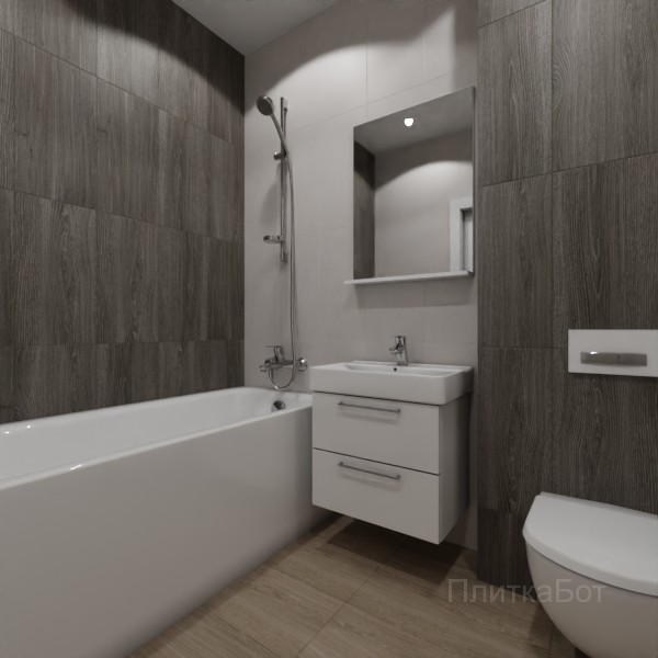 LB Ceramics 2026, Винтаж Вуд, Контрастные стены вертикально, контраст у инсталляции №44