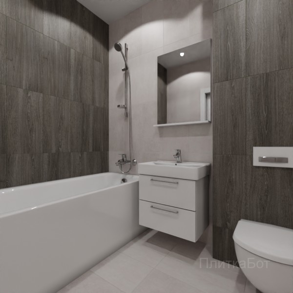 LB Ceramics 2026, Винтаж Вуд, Контрастные стены вертикально, контраст у инсталляции №101