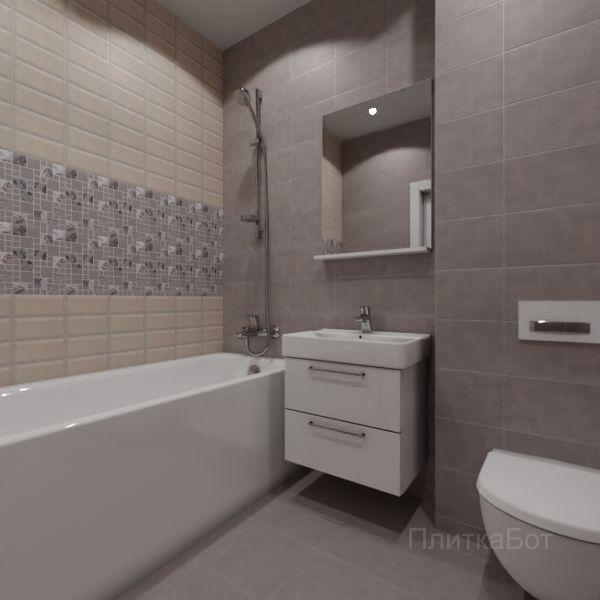 Kerama Marazzi, Александрия (серый), Два декора над ванной № 6