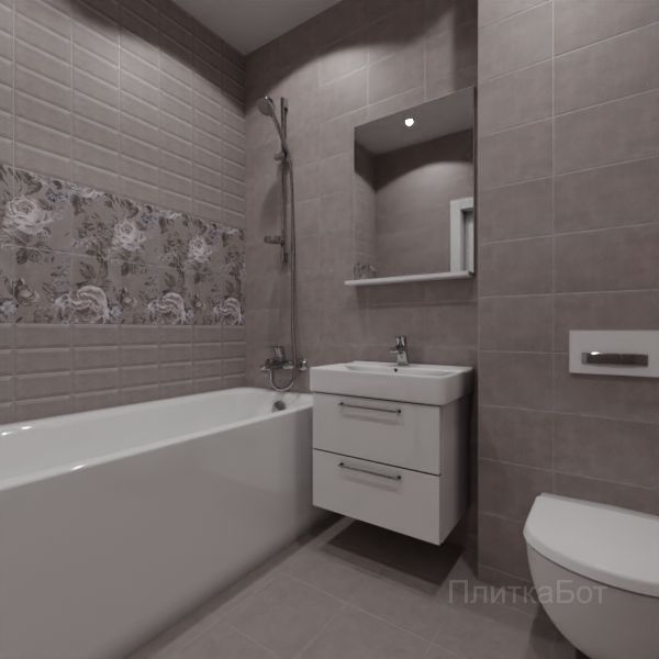 Kerama Marazzi, Александрия (серый), Панно над ванной № 1