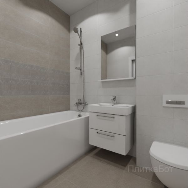 Kerama Marazzi, Безана (серый), Два декора над ванной № 3