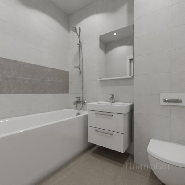 Kerama Marazzi, Безана (серый), Два декора над ванной и основная плитка
