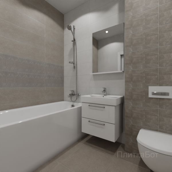 Kerama Marazzi, Безана (серый), Два декора над ванной № 2