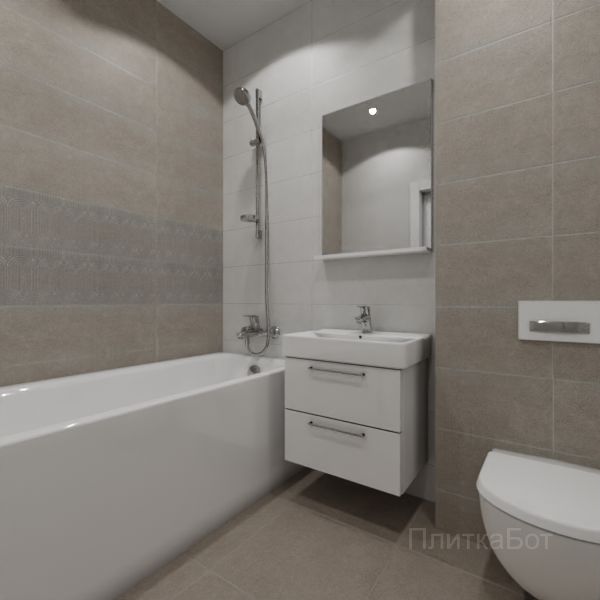Kerama Marazzi, Безана (серый), Два декора над ванной № 1