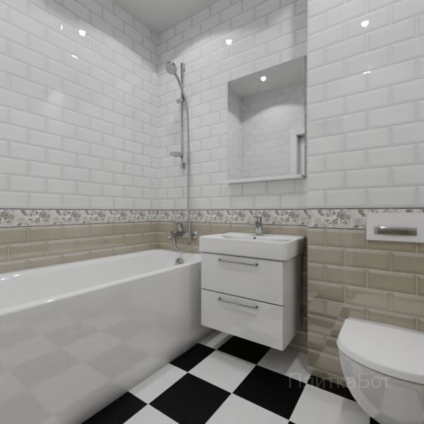 Kerama Marazzi, Бланше, Кирпичная кладка, низ декор верх № 4
