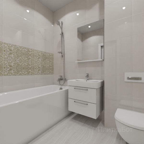 Kerama Marazzi, Даниэли, Два декора над ванной и основная плитка