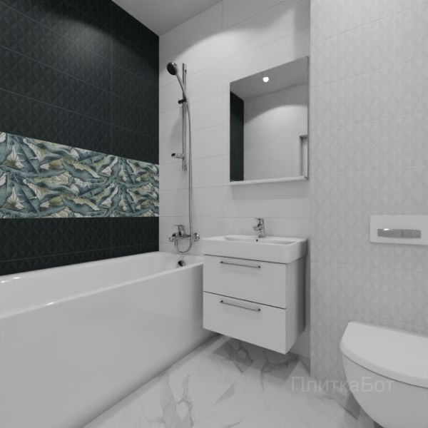 Kerama Marazzi, Диагональ, Два декора над ванной № 7