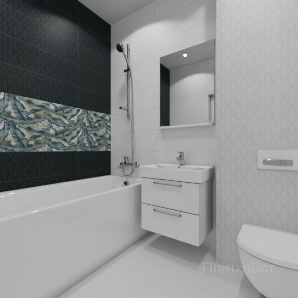 Kerama Marazzi, Диагональ, Два декора над ванной № 8