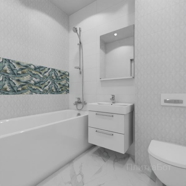 Kerama Marazzi, Диагональ, Два декора над ванной №15