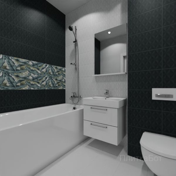Kerama Marazzi, Диагональ, Два декора над ванной №18