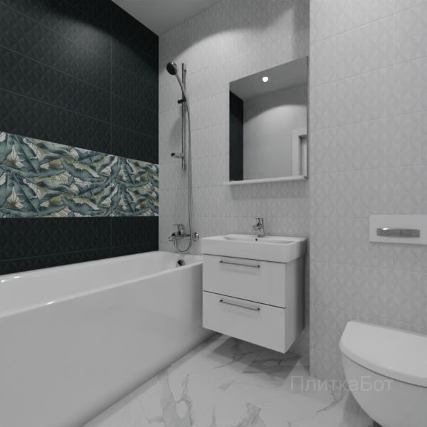 Kerama Marazzi, Диагональ, Два декора над ванной №23