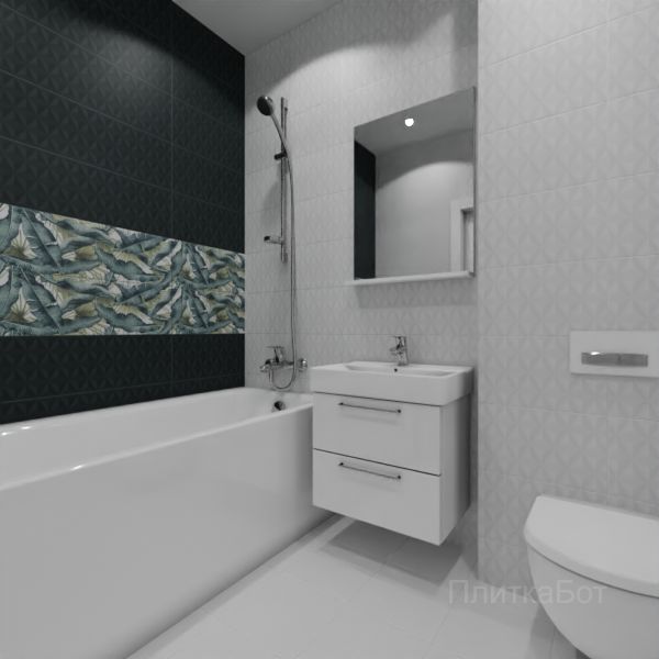 Kerama Marazzi, Диагональ, Два декора над ванной №24