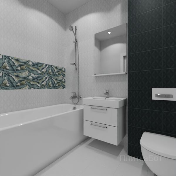 Kerama Marazzi, Диагональ, Два декора над ванной №26
